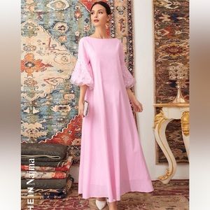 Contrast Sequin Detail Lantern Sleeve Tent Dress